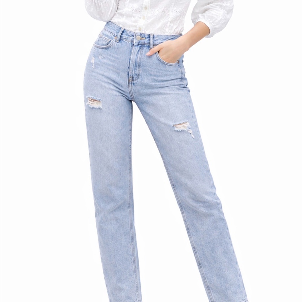 ZARA Z1975 RIPPED STRAIGHT CROPPED JEANS Size 6 EUC